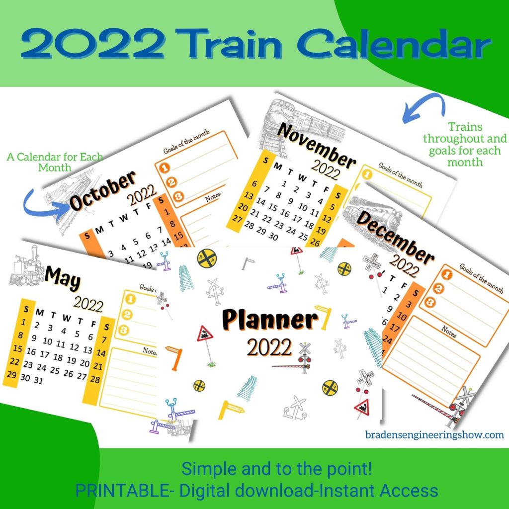 Train Calendar Freebie Showing Other Months